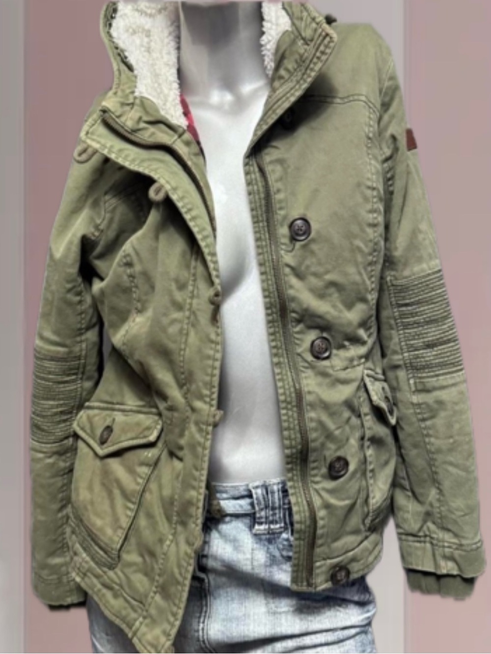 Hollister Vintage Y2K Khaki Green Winter Jacket